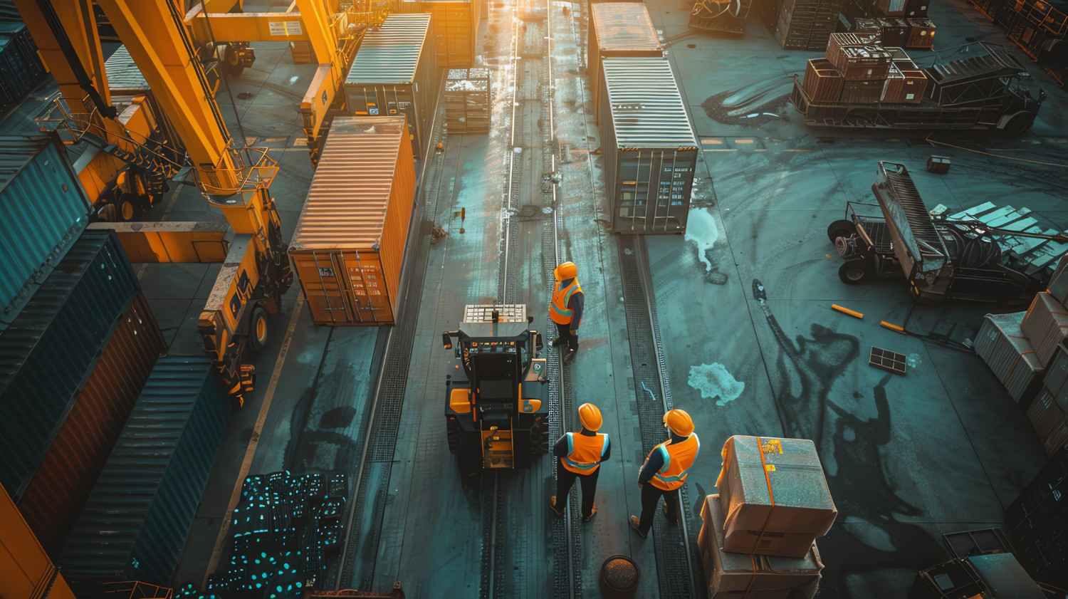 top view busy shipping yard resize